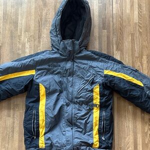 Columbia Kids Puffer Jacket in Gray and Yellow 10-12 fits small